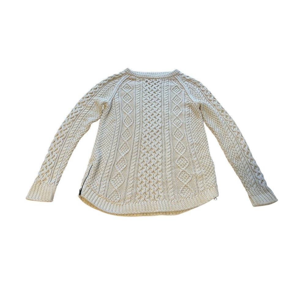 LL Bean Signature Womens Fisherman Cable Knit Crew Neck Tunic Sweater Size S